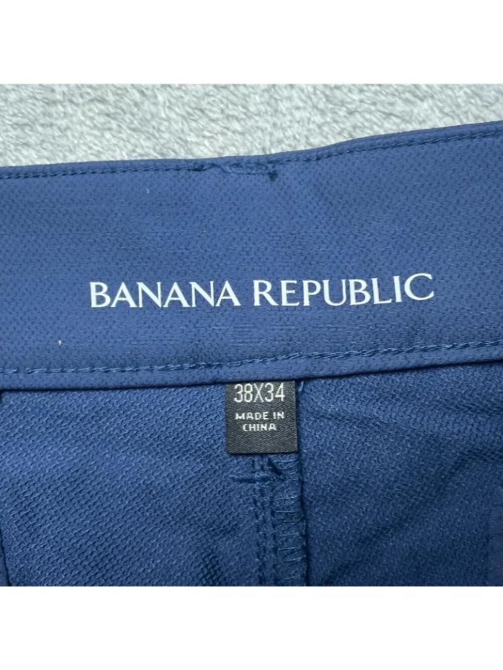 NWT Banana Republic Men's 38x34 Flat Front Stretch Tech Pants Blue Slim G2175